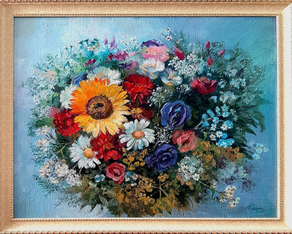 Картина маслом "Букет полевых цветов"